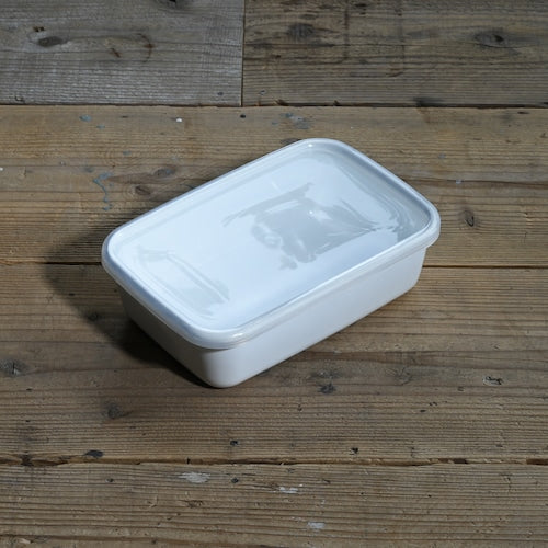 《琺瑯の保存容器(蓋付)/白》レクタングル深型 Lシール蓋付| 野田琺瑯