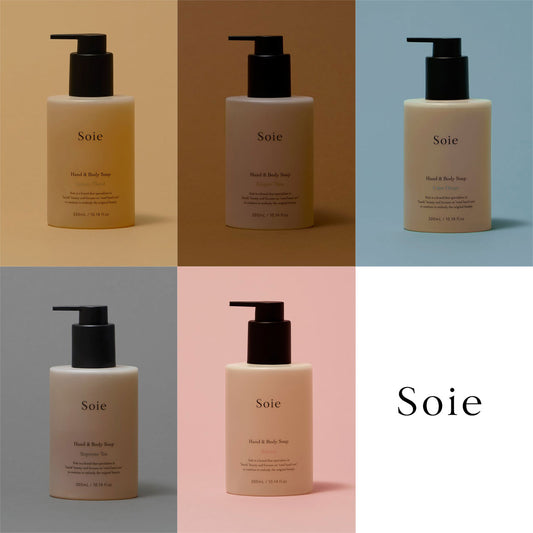 《ハンドケアにフォーカスしたハンドソープ(5種類の香り)》Moist Fragrance Hand & Body Soap(モイストフレグランスハンドソープ)|Soie