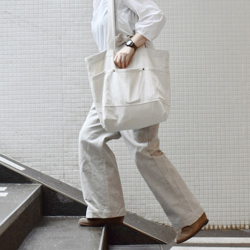 《綿麻ヘリンボーンの2wayトート(2色)》HB Hanging(BG294) | ateliers PENELOPE