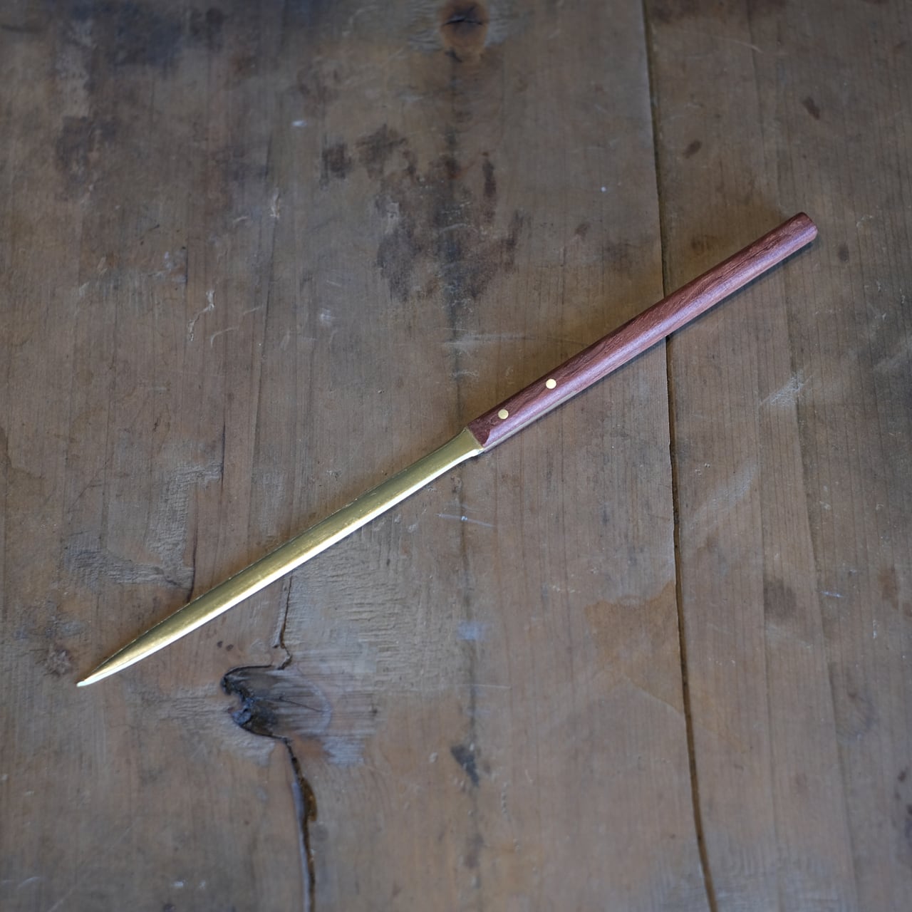 《真鍮のペーパーナイフ(柄:黒檀/ビブンガ》Paper knife 黒/茶 | Lue -handcraft