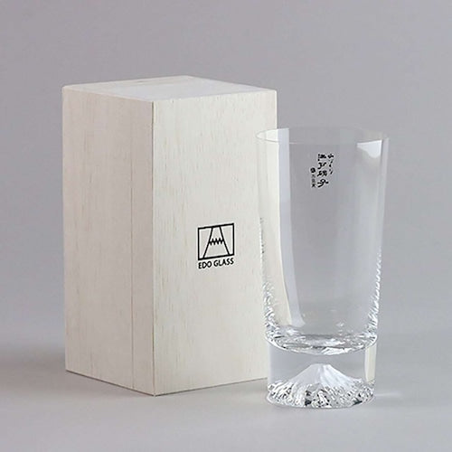 《グラス底に富士山をデザインした江戸硝子のタンブラー》富士山タンブラー(400ml)木箱入り| 田島硝子