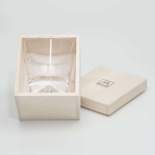 《グラス底に富士山をデザインした江戸硝子のロックグラス》富士山グラス・ロックグラス(270ml)木箱入り| 田島硝子