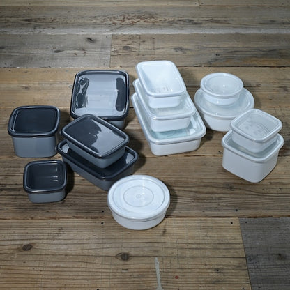 《琺瑯の保存容器（蓋付）/白》ラウンド 12cm| 野田琺瑯