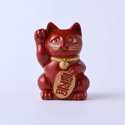 《鋳物製の招き猫（３色：黒・白・赤）》開運厄除け招き猫｜銀雅堂