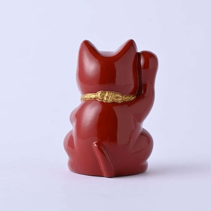 《鋳物製の招き猫（３色：黒・白・赤）》開運厄除け招き猫｜銀雅堂