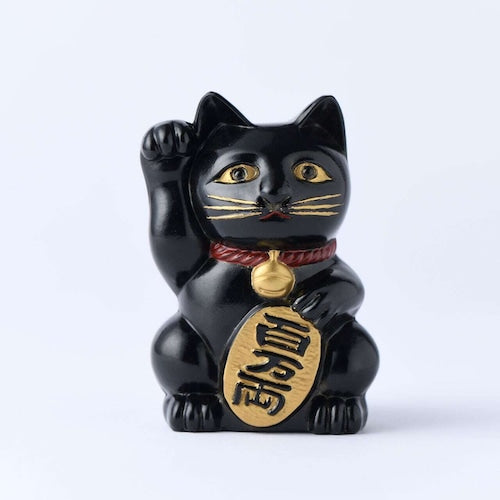 《鋳物製の招き猫（３色：黒・白・赤）》開運厄除け招き猫｜銀雅堂