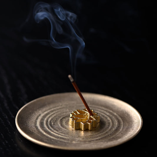 《蓮華をモチーフにした香立てと香皿のセット》香立て蓮華｜銀雅堂