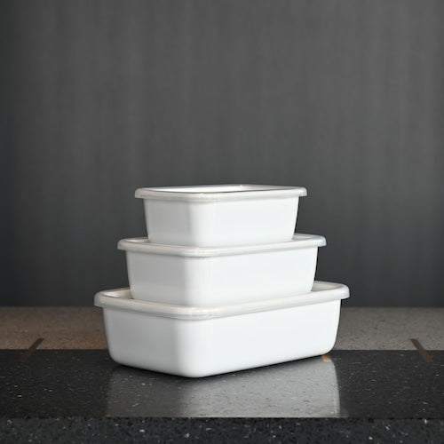 《琺瑯の保存容器（蓋付）/白》レクタングル深型 Ｓシール蓋付| 野田琺瑯