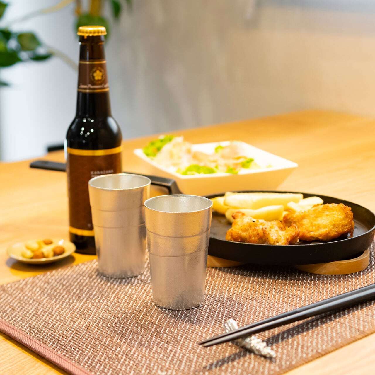 《錫（純度99.99%）の酒器・ビールタンブラー2個セット》静波 ビールタンブラー（2個セット）｜銀雅堂