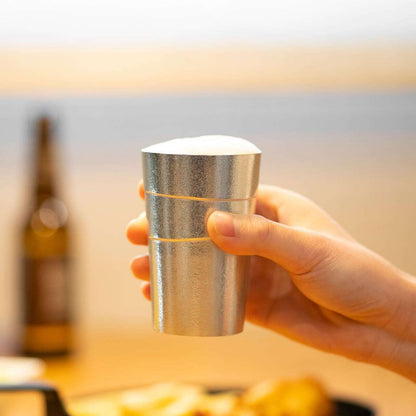 《錫（純度99.99%）の酒器・ビールタンブラー2個セット》静波 ビールタンブラー（2個セット）｜銀雅堂
