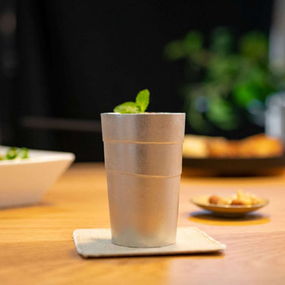 《錫（純度99.99%）の酒器・ビールタンブラー2個セット》静波 ビールタンブラー（2個セット）｜銀雅堂