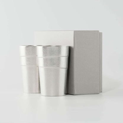 《錫（純度99.99%）の酒器・ビールタンブラー2個セット》静波 ビールタンブラー（2個セット）｜銀雅堂