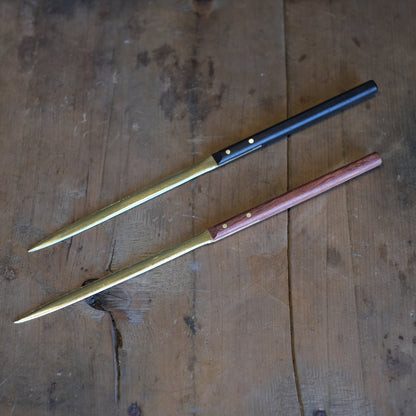 《真鍮のペーパーナイフ（柄：黒檀／ビブンガ》Paper knife 黒／茶 | Lue -handcraft