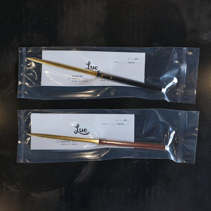 《真鍮のペーパーナイフ（柄：黒檀／ビブンガ》Paper knife 黒／茶 | Lue -handcraft