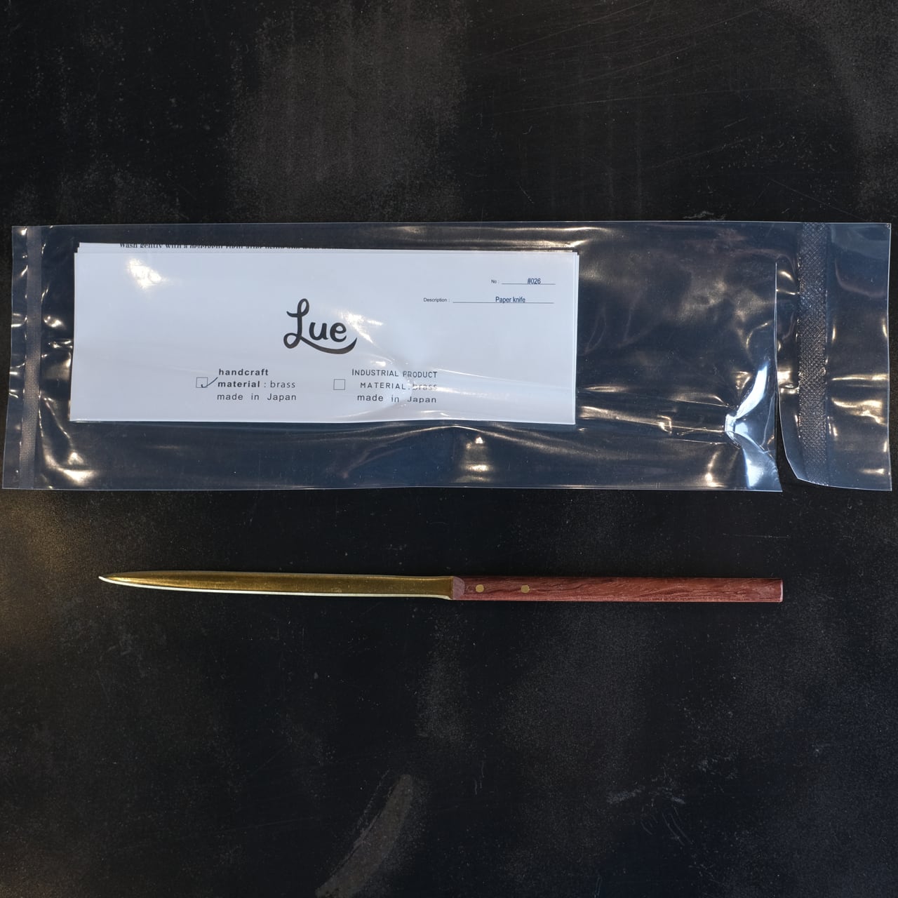 《真鍮のペーパーナイフ（柄：黒檀／ビブンガ》Paper knife 黒／茶 | Lue -handcraft