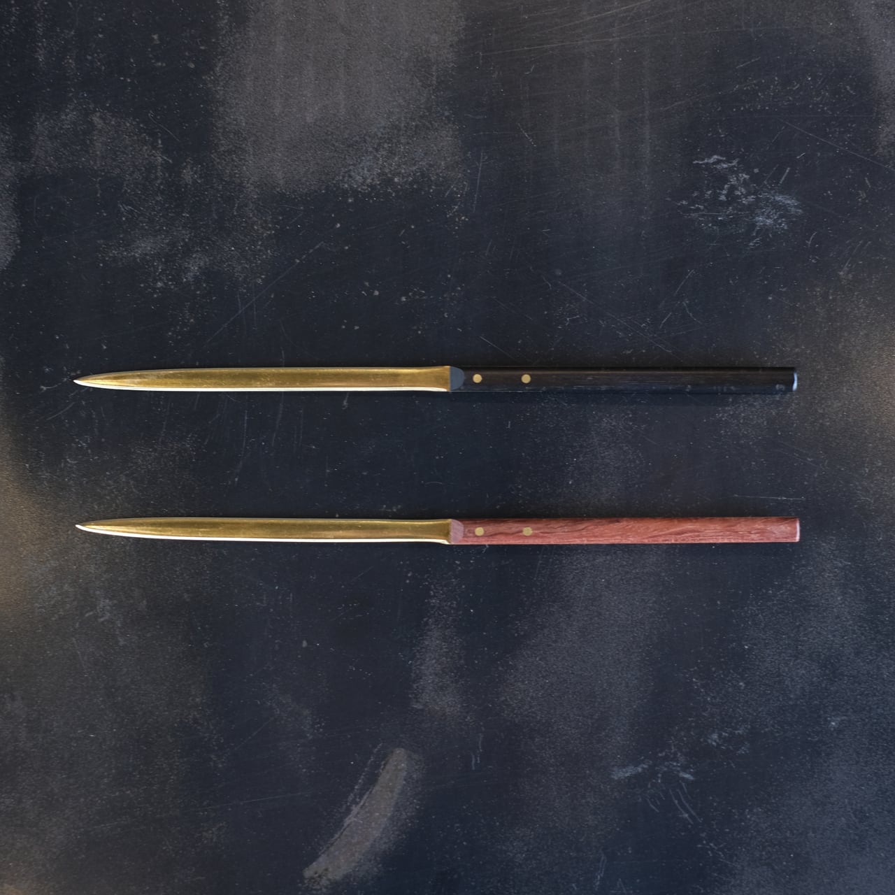 《真鍮のペーパーナイフ（柄：黒檀／ビブンガ》Paper knife 黒／茶 | Lue -handcraft