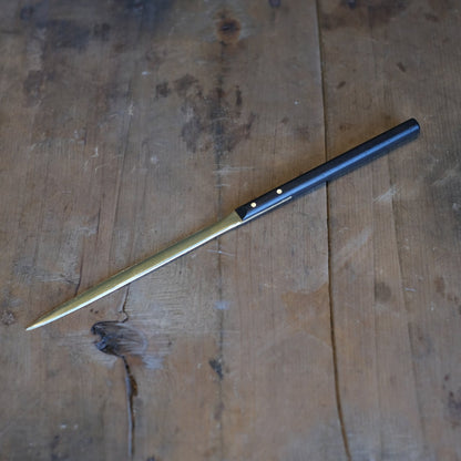 《真鍮のペーパーナイフ（柄：黒檀／ビブンガ》Paper knife 黒／茶 | Lue -handcraft