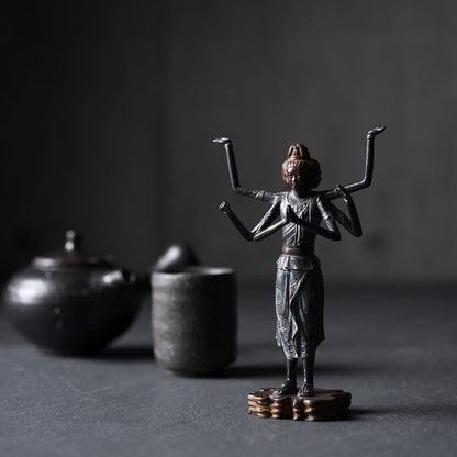 《ブロンズ製の阿修羅立像 15cm》日本製・高岡銅器の仏像 | 銀雅堂