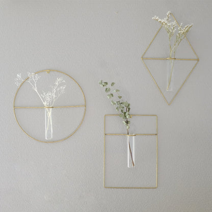 《真鍮フレームとガラス管の壁掛け一輪挿し》PIKE wall brass vase | WEST VILLAGE TOKYO