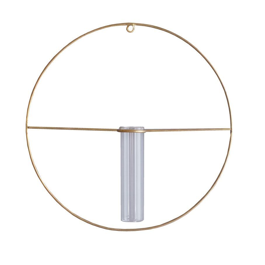 《真鍮フレームとガラス管の壁掛け一輪挿し》PIKE wall brass vase | WEST VILLAGE TOKYO