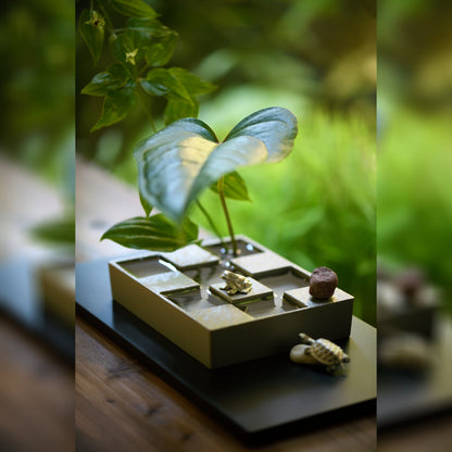 《アルミ鋳物の苔庭・水景色花器》市松庭園花器（本体のみ） | 銀雅堂