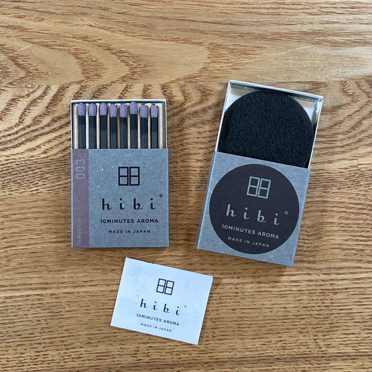 hibi 10MINUTES AROMA 003 ゼラニウム レギュラーボックス 8本入り／専用マット付き