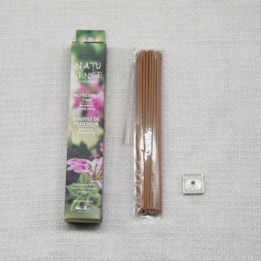 《天然素材のお香》リフレッシュタイム（ゼラニウム×イランイラン） | 日本香堂 NATURENSE