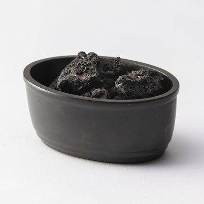 《溶岩石と真鍮鋳物のアロマ・ディフューザー》鋳銅 溶岩石楕円香器 | 銀雅堂