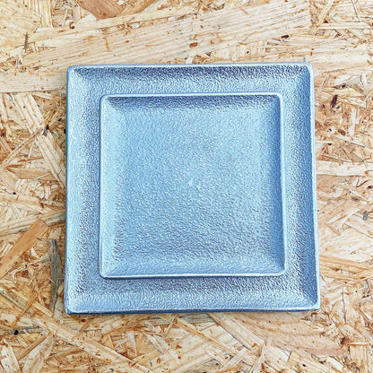 《アルミ鋳物のトレイ》スクエア (四角) トレイ L | シルバー / ブラック