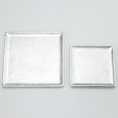 《アルミ鋳物のトレイ》スクエア (四角) トレイ S | シルバー / ブラック
