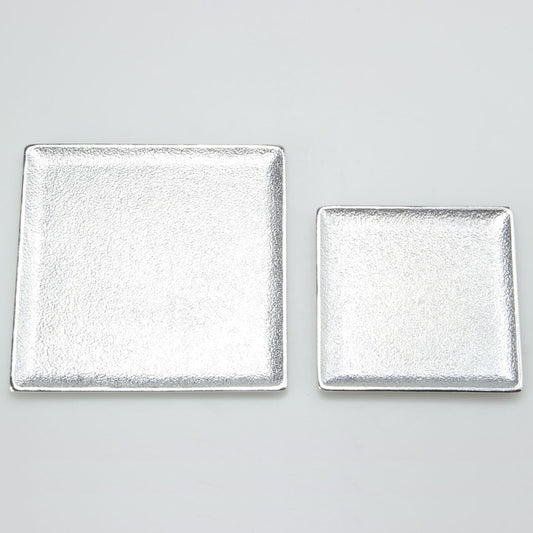 《アルミ鋳物のトレイ》スクエア (四角) トレイ S | シルバー / ブラック