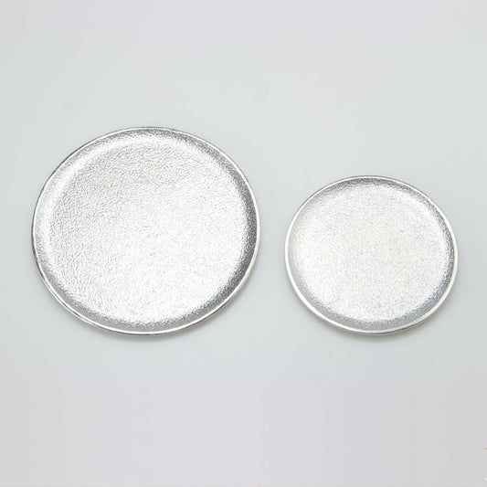 《アルミ鋳物のトレイ》ラウンド (丸形) トレイ L | シルバー / ブラック