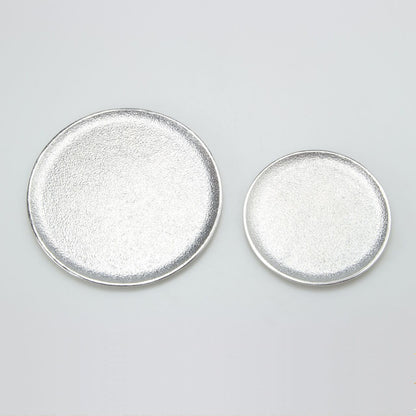 《アルミ鋳物のトレイ》ラウンド (丸形) トレイ S | シルバー / ブラック