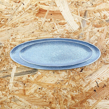 《アルミ鋳物のトレイ》オーバル (楕円) トレイ L | シルバー / ブラック