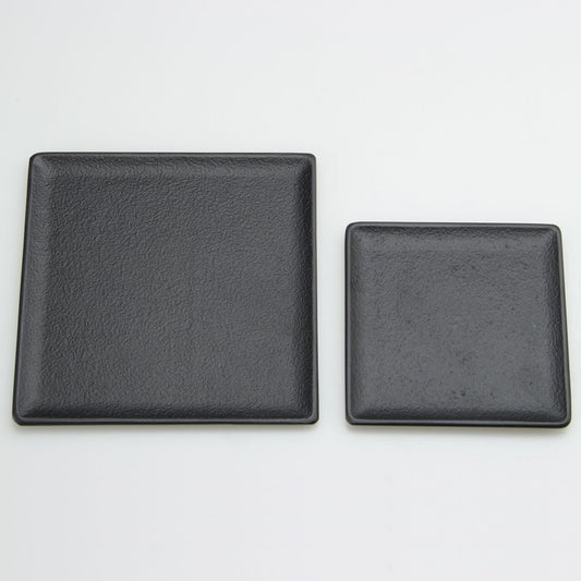 《アルミ鋳物のトレイ》スクエア (四角) トレイ L | シルバー / ブラック