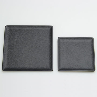 《アルミ鋳物のトレイ》スクエア (四角) トレイ S | シルバー / ブラック