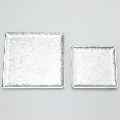 《アルミ鋳物のトレイ》スクエア (四角) トレイ L | シルバー / ブラック