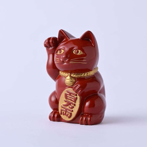 《鋳物製の招き猫（３色：黒・白・赤）》開運厄除け招き猫｜銀雅堂