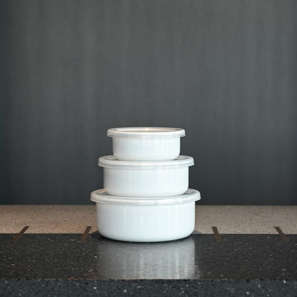 《琺瑯の保存容器（蓋付）/白》ラウンド 12cm| 野田琺瑯