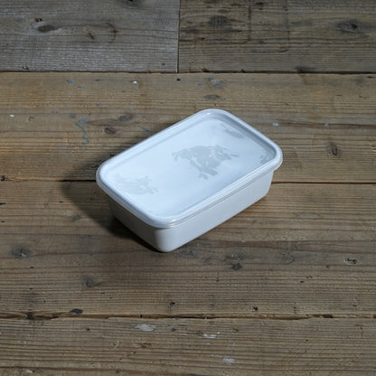 《琺瑯の保存容器（蓋付）/白》レクタングル深型 Mシール蓋付| 野田琺瑯