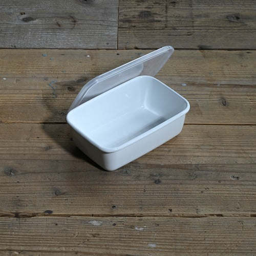 《琺瑯の保存容器（蓋付）/白》レクタングル深型 Mシール蓋付| 野田琺瑯