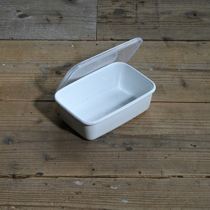 《琺瑯の保存容器（蓋付）/白》レクタングル深型 Mシール蓋付| 野田琺瑯