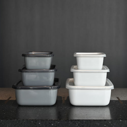 《琺瑯の保存容器（蓋付）/白》レクタングル深型 Ｌシール蓋付| 野田琺瑯